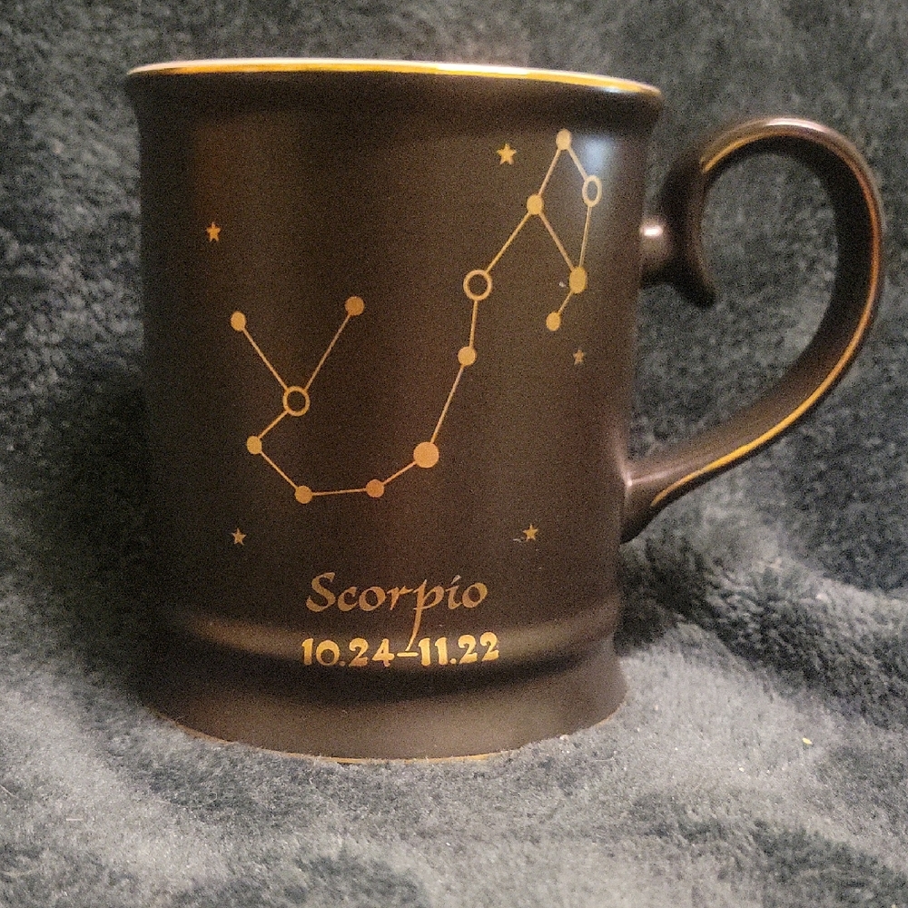Scorpio Zodiac Mug in Black and Gold Very Strurdy, nice Mug
